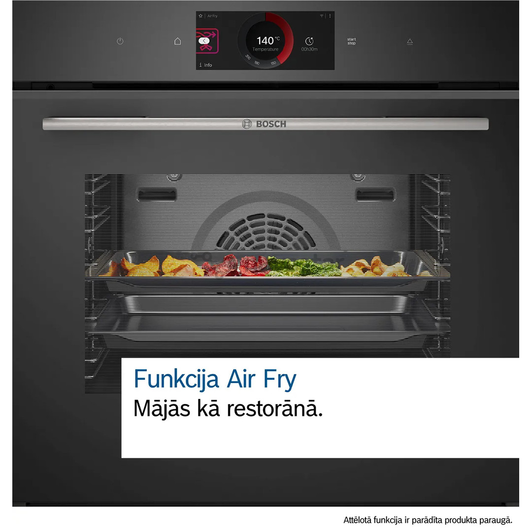Bosch Series 8, 71 L, pirolizė, juoda - Įmontuojama orkaitė