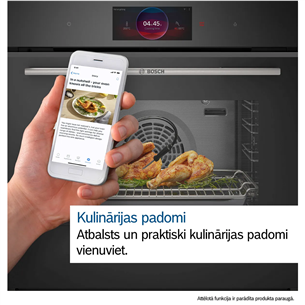 Bosch Series 8, 71 L, pyrolytic cleaning, black - Built-in oven