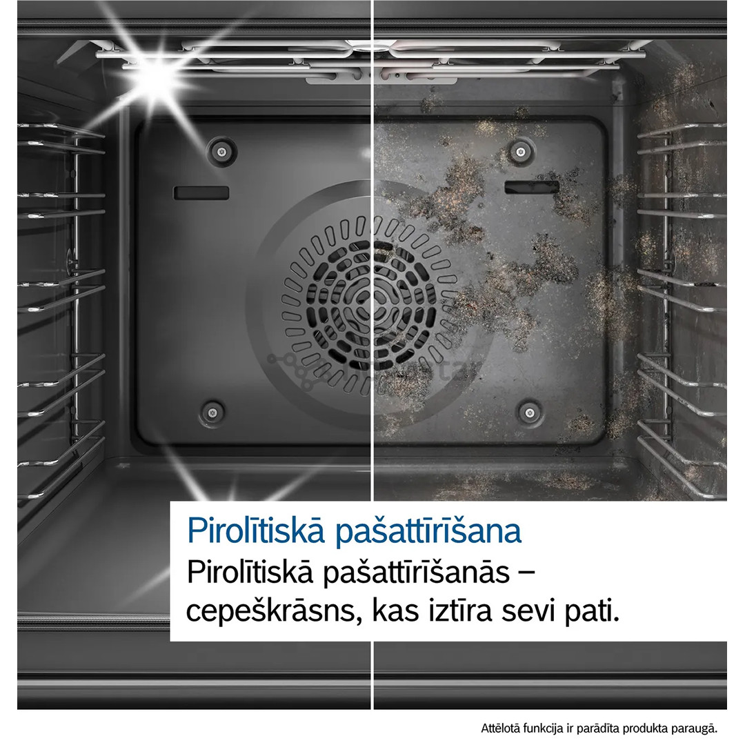 Bosch Series 8, 71 L, pirolizė, juoda - Įmontuojama orkaitė
