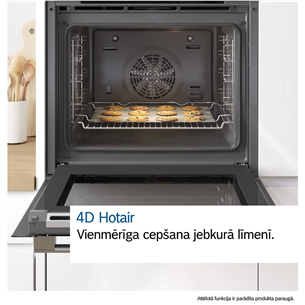 Bosch Series 8, 71 L, pyrolytic cleaning, black - Built-in oven