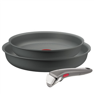 Tefal Ingenio Halo, 22/26 cm, 3 dalių, pilkas - Keptuvių rinkinys + nuimama rankena