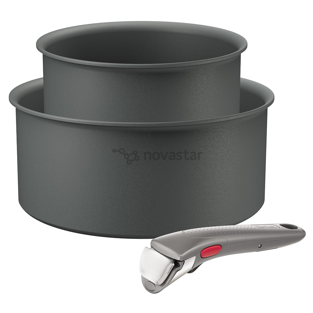 Tefal Ingenio Halo, 16/20 cm, 3 dalių, pilkas - Puodų rinkinys + nuimama rankena