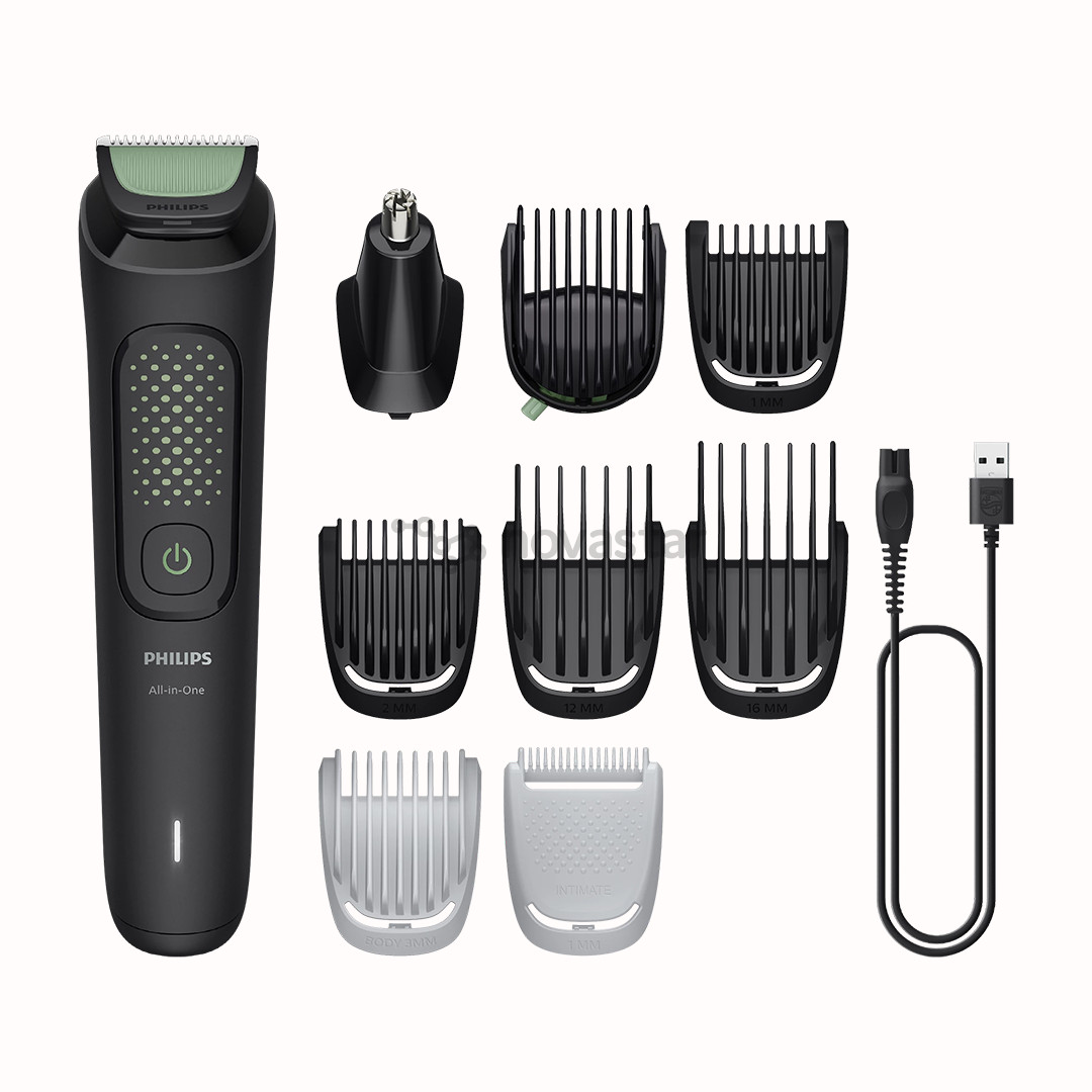 Philips All-in-One Trimmer 3000 Series, 9 viename, juoda - Plaukų kirpimo mašinėlė