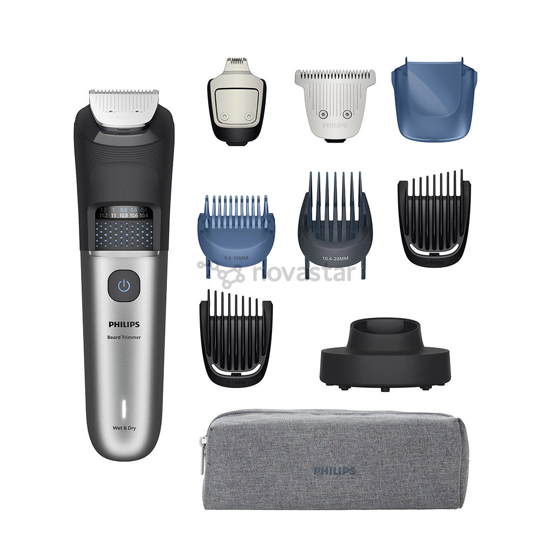 Philips Beard Trimmer 7000, juoda/pilka - Barzdos kirpimo mašinėlė