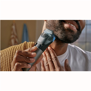Philips Beard Trimmer 7000, juoda/pilka - Barzdos kirpimo mašinėlė