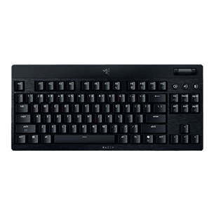 Razer BlackWidow V4 Low-Profile HyperSpeed, clicky, TKL, US, juoda - Belaidė klaviatūra