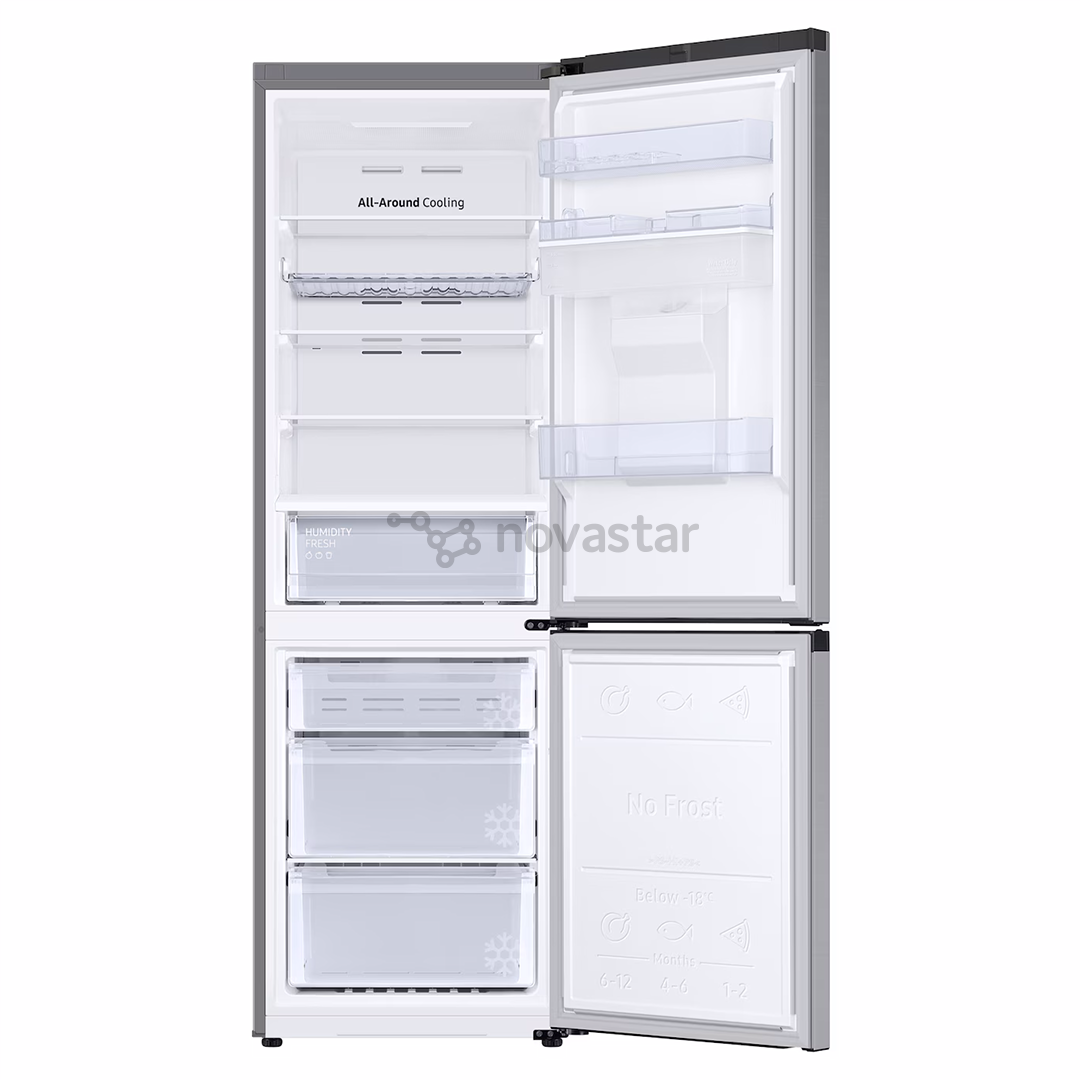 Samsung SmartThings AI Energy, No Frost, 341 L, aukštis 186 cm, sidabro spalvos - Šaldytuvas