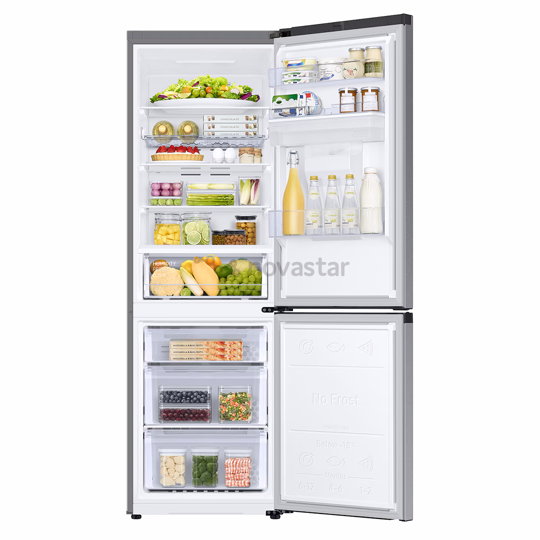 Samsung SmartThings AI Energy, No Frost, 341 L, aukštis 186 cm, sidabro spalvos - Šaldytuvas