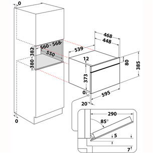 Whirlpool, 31 л, 1000 Вт, белый - Интегруемая микроволновая печь с грилем