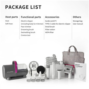 Petkit FurWaker 5-in-1 (AirClipper), with vacuum, white/grey - Pet grooming device