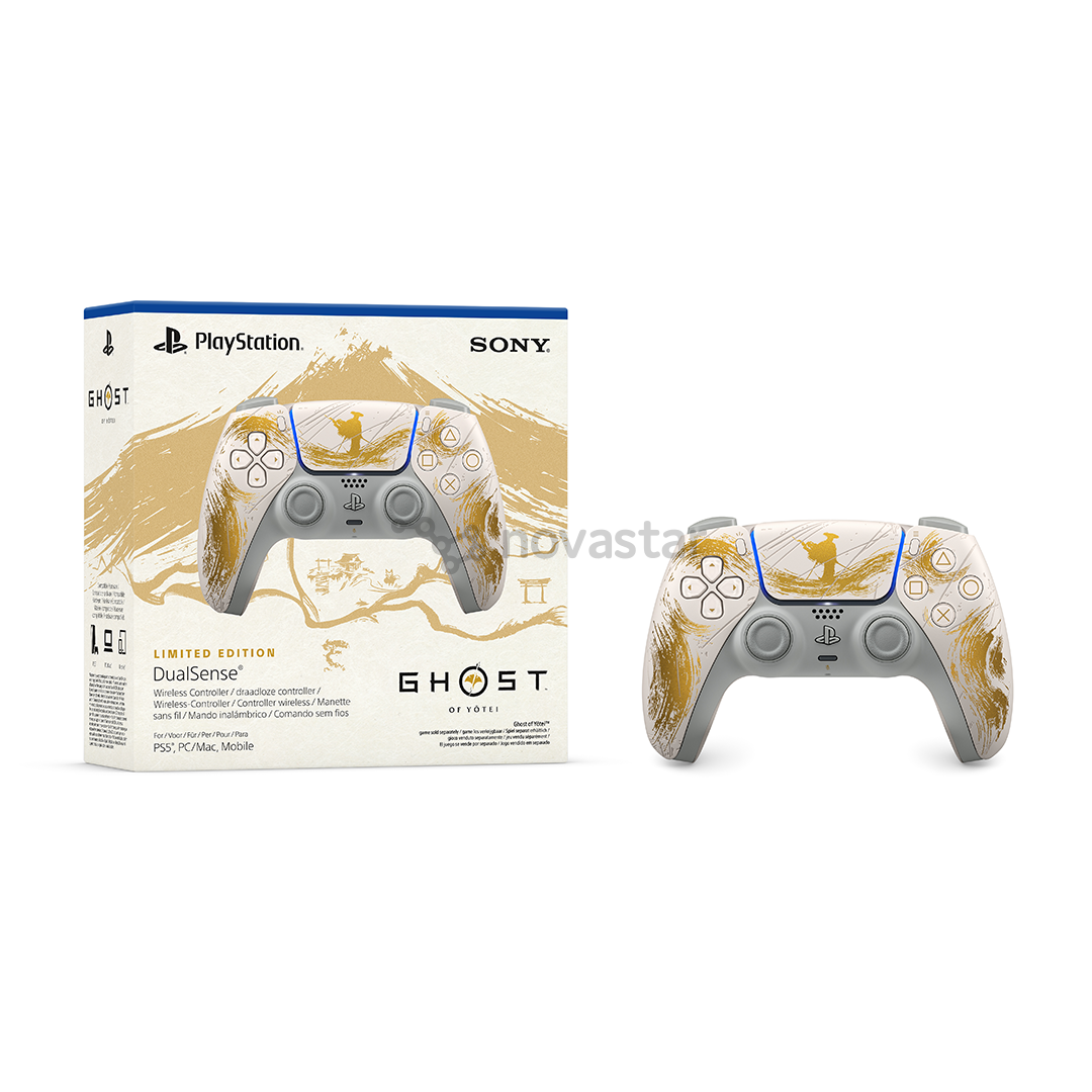 Sony DualSense Ghost of Yotei Limited Edition, PlayStation 5, baltas/aukso spalvos - Belaidis žaidimų pultelis