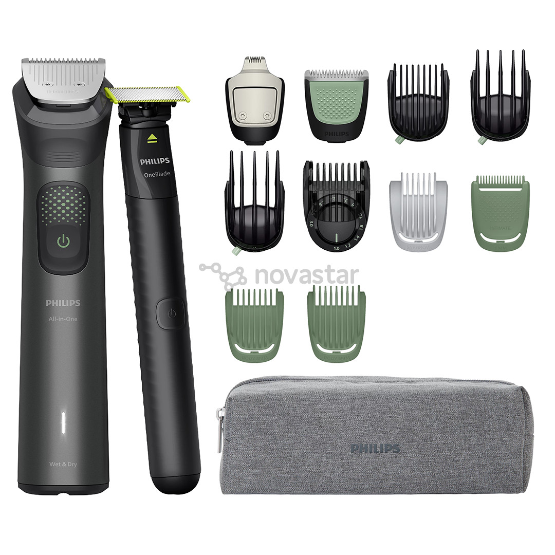 Philips All-in-One Trimmer 9000 Series, Wet & Dry, 15-in-1, pilka - Plaukų kirpimo mašinėlė + OneBlade