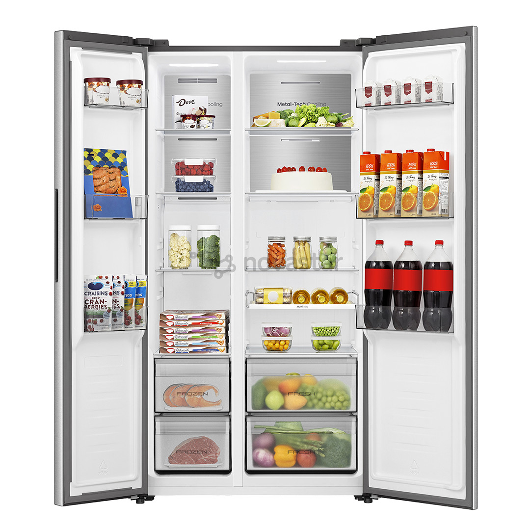 Hisense, Total No Frost, 527 L, aukštis 179 cm, pilkas - SBS Šaldytuvas