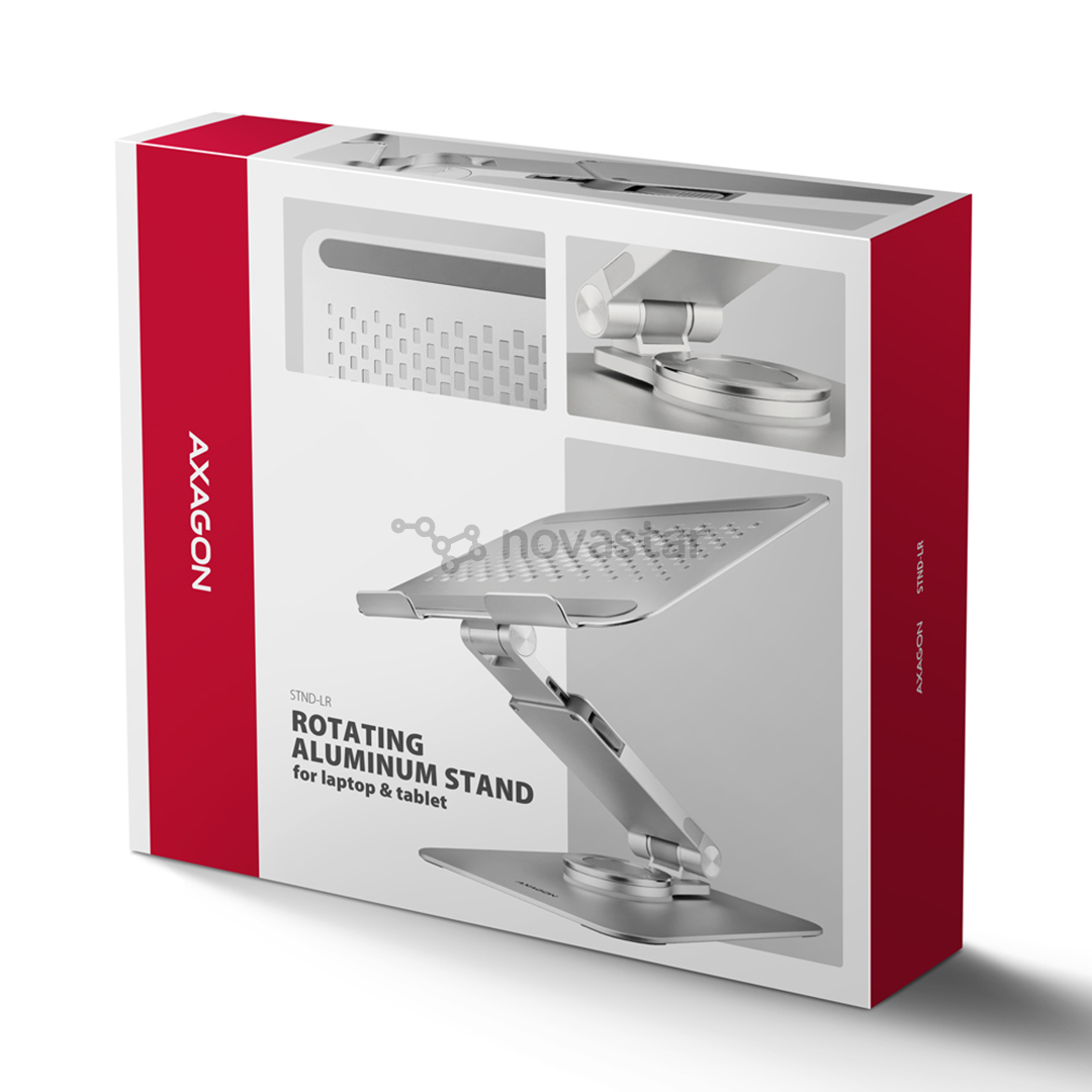 Axagon STND-LR, 10''-16", 360°, aliumininis - Nešiojamojo kompiuterio stovas