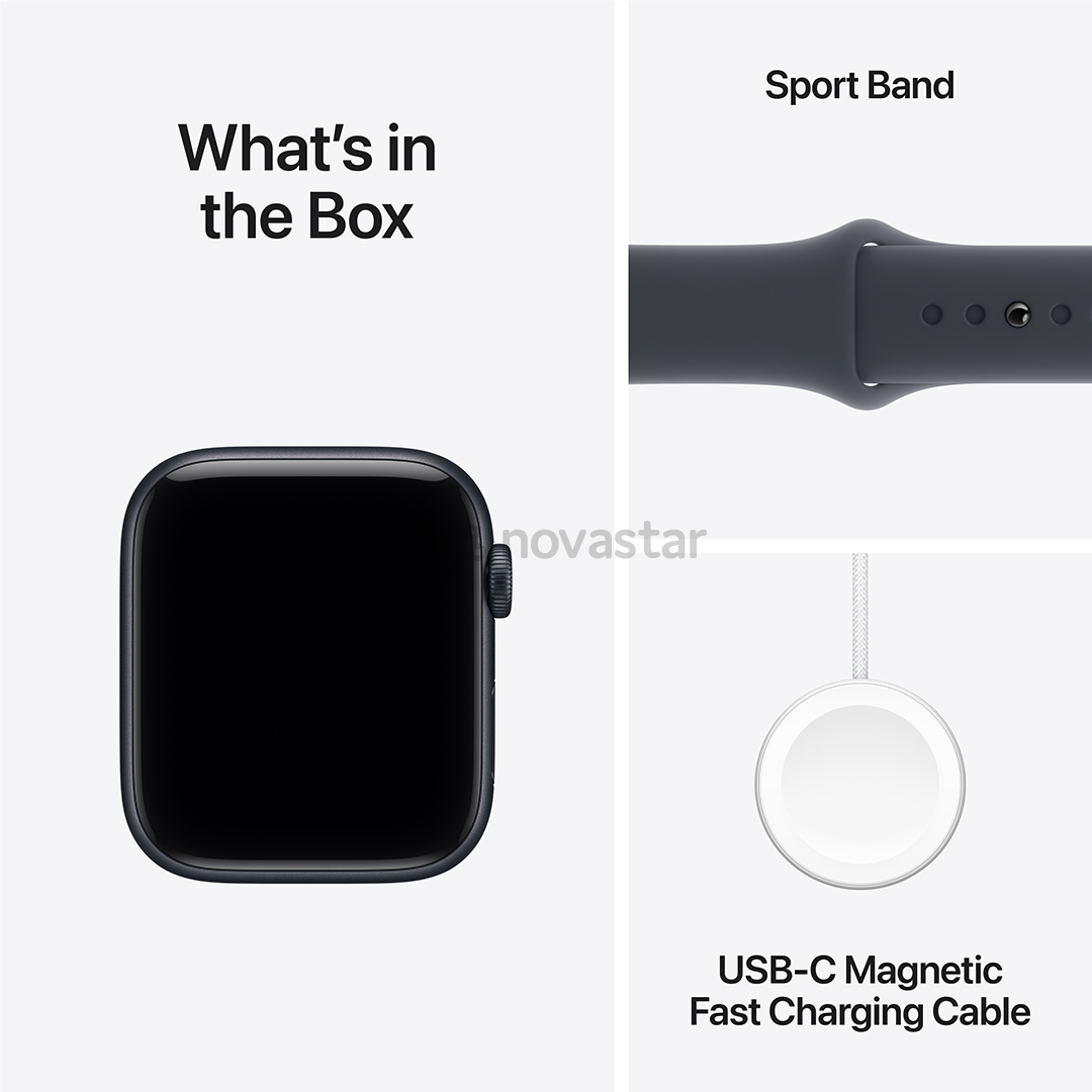 Apple Watch SE 3, 44 мм, GPS + Cellular, sport band, S/M, черный алюминий / черный - Смарт-часы