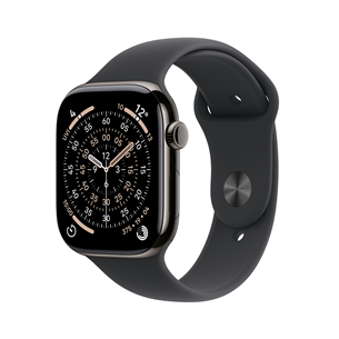 Apple Watch 11, 46 мм, GPS + Cellular, S/M, титановый, черный - Смарт-часы MFD14ET/A