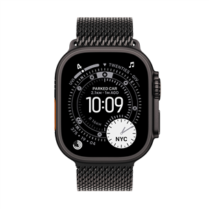 Apple Watch Ultra 3, 49 мм, Titanium Milanese Loop, Medium, черный титан / черный - Смарт-часы