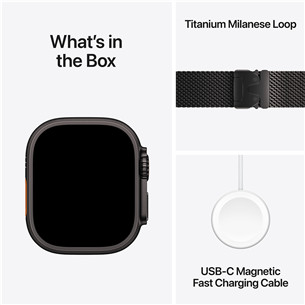 Apple Watch Ultra 3, 49 mm, Titanium Milanese Loop, Medium, black titanium / black - Smartwatch