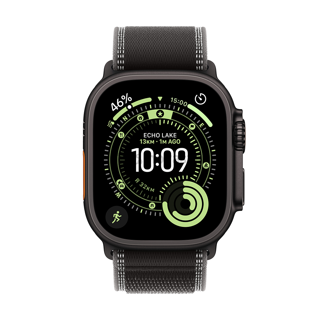 Apple Watch Ultra 3, 49 мм, Trail Loop, S/M, черный титан / черный - Смарт-часы