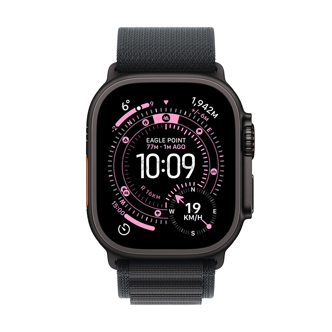 Apple Watch Ultra 3, 49 мм, Alpine Loop, Large, черный титан / черный - Смарт-часы