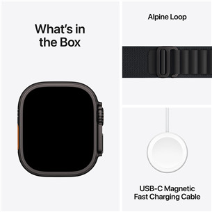 Apple Watch Ultra 3, 49 mm, Alpine Loop, Large, juodo titano/juodas - Išmanusis laikrodis