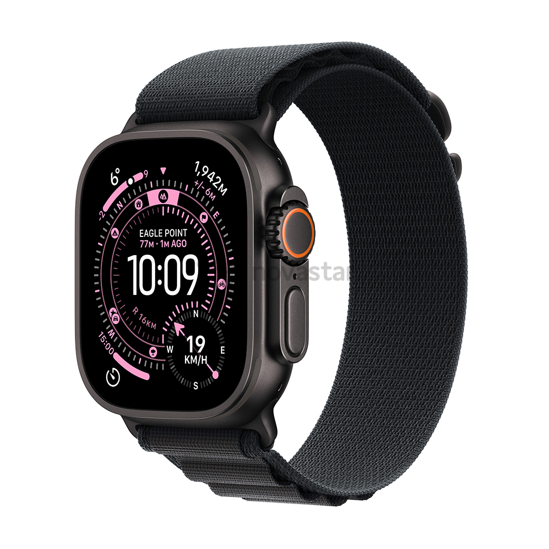 Apple Watch Ultra 3, 49 мм, Alpine Loop, Medium, черный титан / черный - Смарт-часы