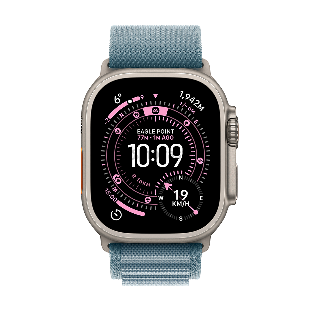 Apple Watch Ultra 3, 49 мм, Alpine Loop, Small, титан / голубой - Смарт-часы