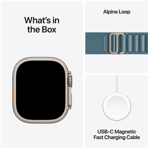 Apple Watch Ultra 3, 49 мм, Alpine Loop, Small, титан / голубой - Смарт-часы