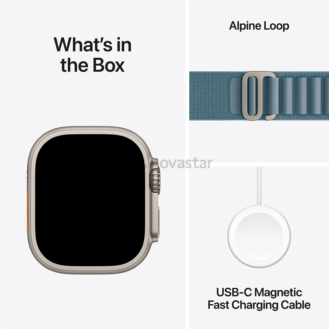 Apple Watch Ultra 3, 49 мм, Alpine Loop, Small, титан / голубой - Смарт-часы
