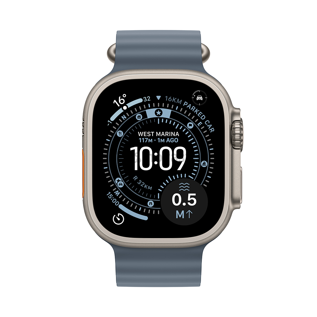 Apple Watch Ultra 3, 49 мм, Ocean Band, титан / синий - Смарт-часы