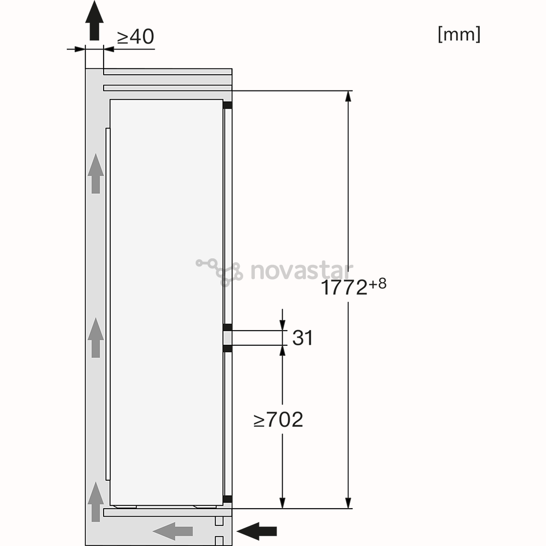 Miele, NoFrost, 260 L, aukštis 178 cm - Įmontuojamas šaldytuvas
