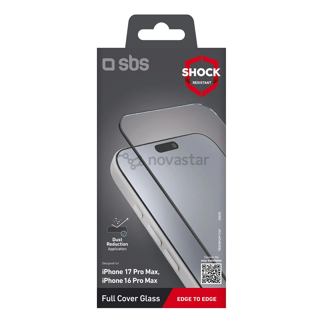 SBS Full Cover Glass Screen Protector, iPhone 17 Pro Max/16 Pro Max, black - Screen protector