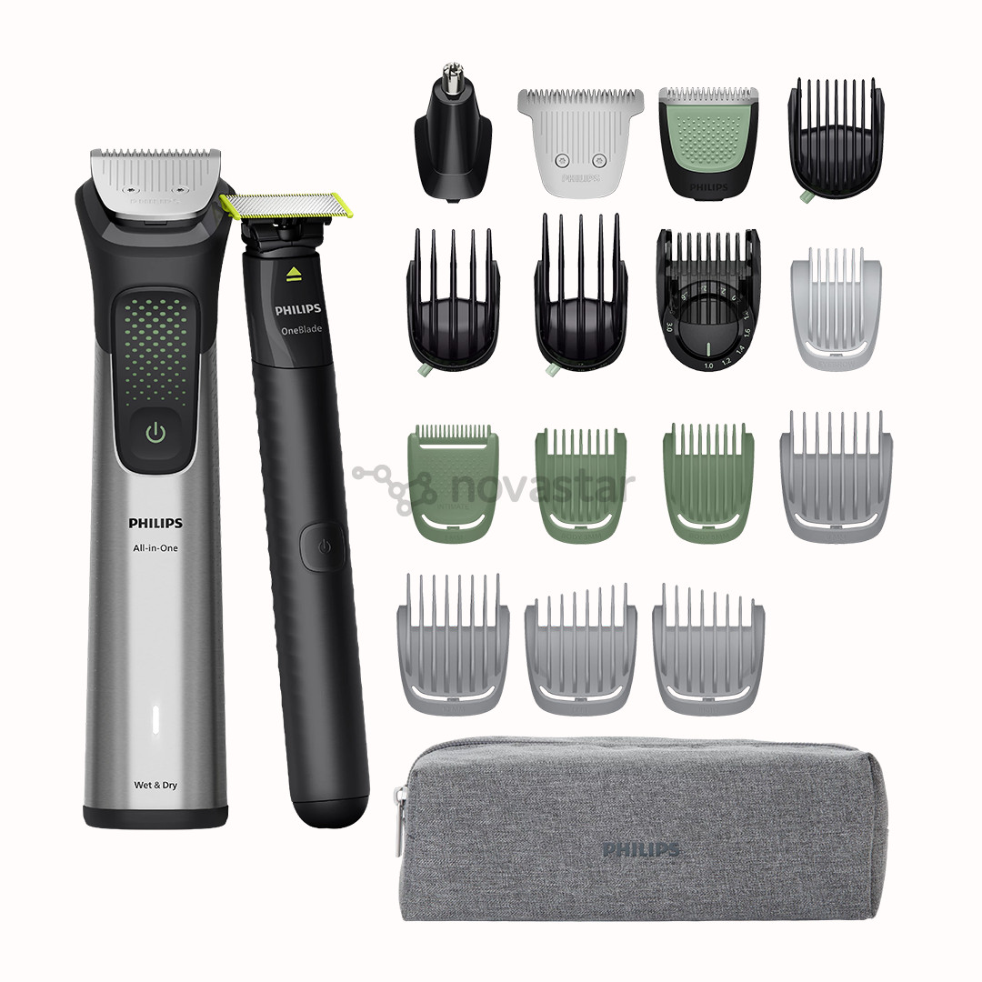 Philips All-in-One Trimmer 9000 Series, 20-in-1, juoda/pilka - Plaukų kirpimo mašinėlė