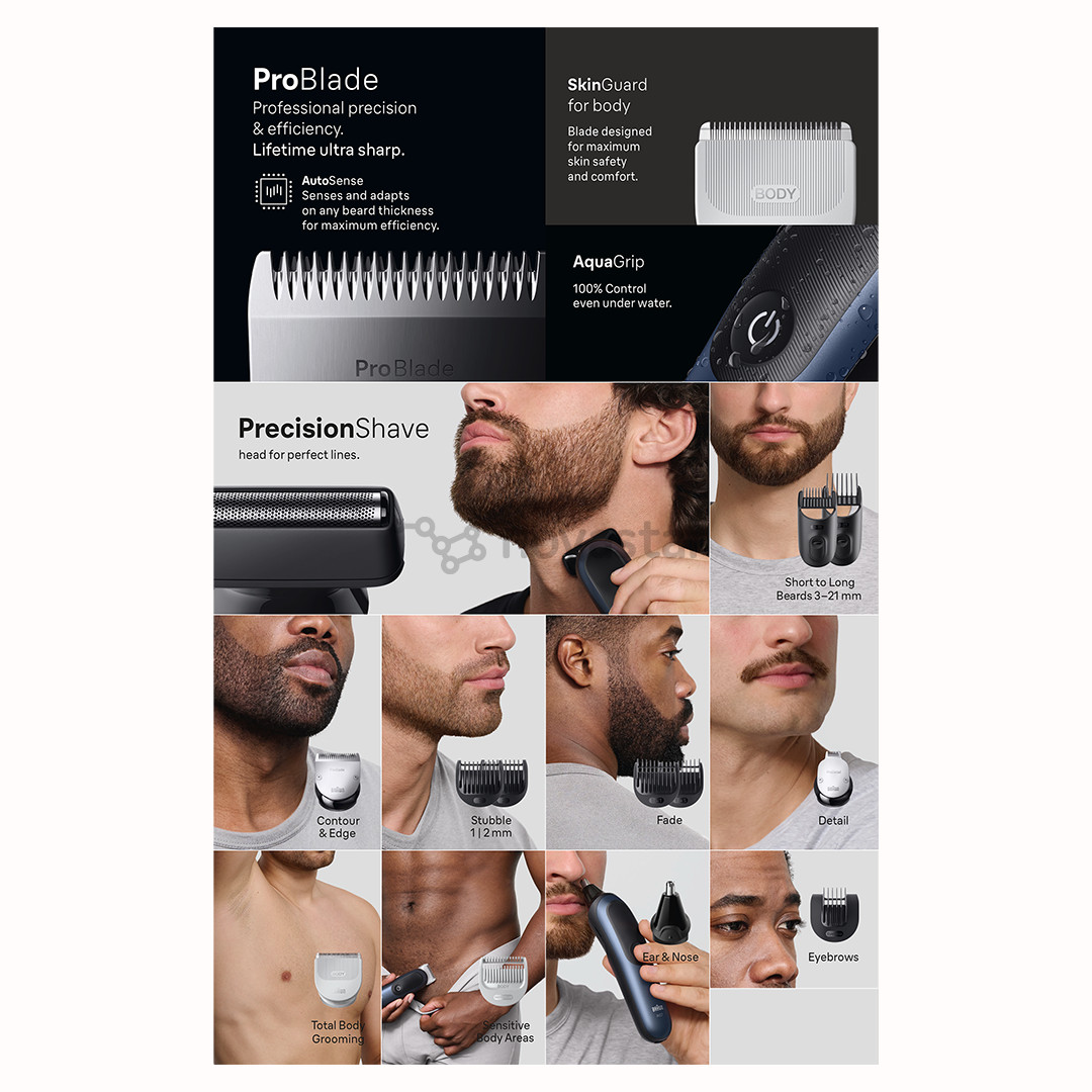 Braun  All-in-One, Series 7, 15-in-1, tamsiai mėlyna - Plaukų kirpimo mašinėlė