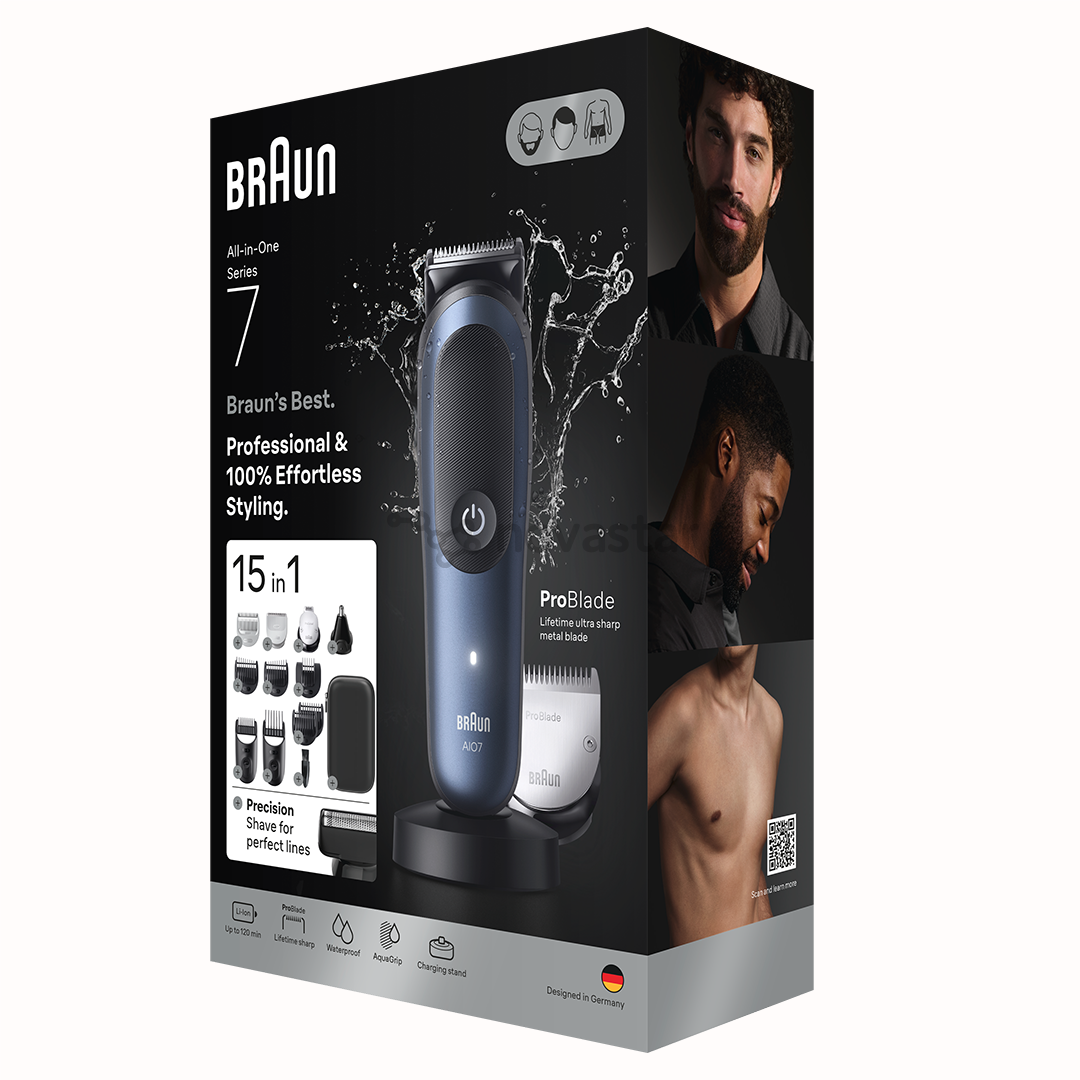 Braun  All-in-One, Series 7, 15-in-1, tamsiai mėlyna - Plaukų kirpimo mašinėlė