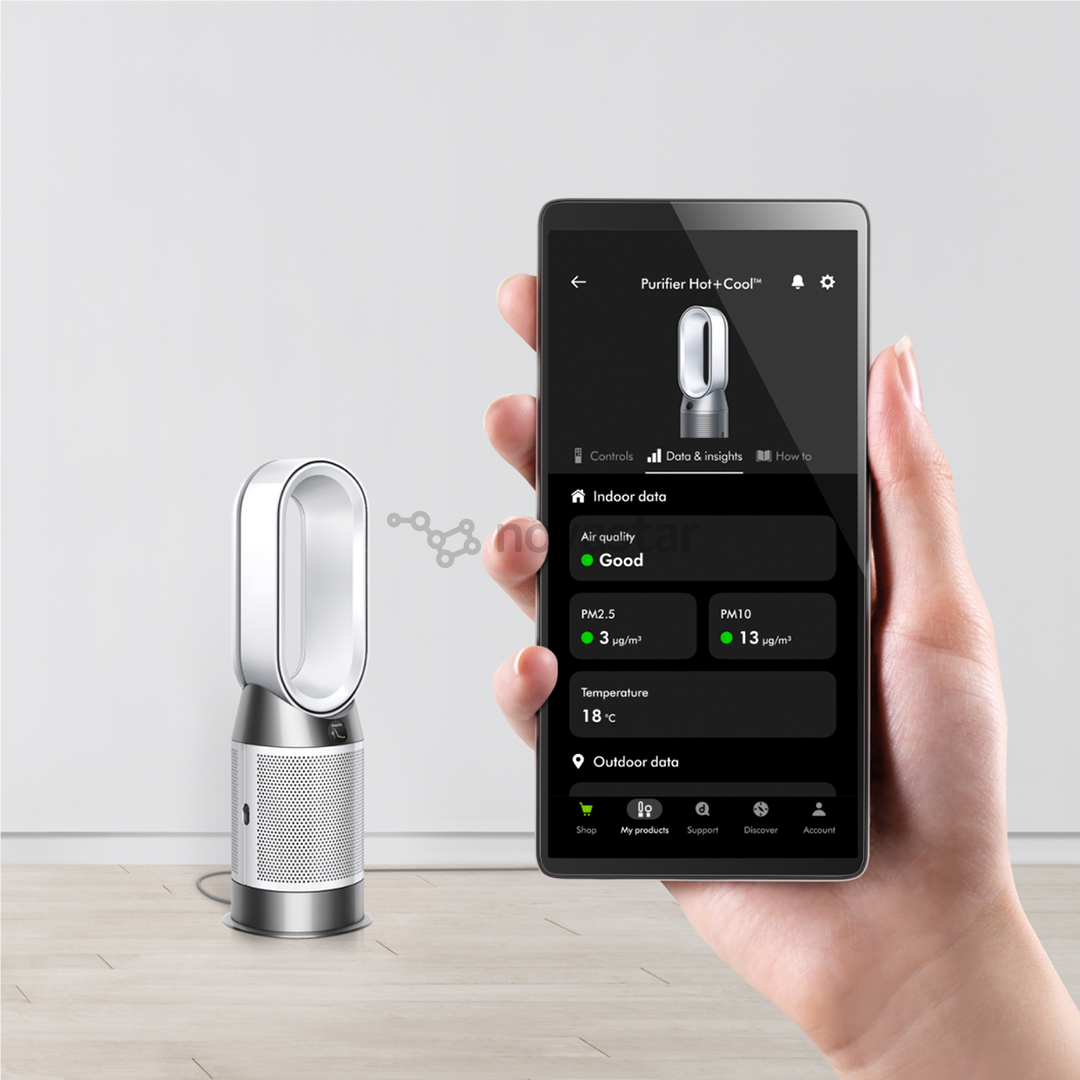 Dyson Purifier Hot+Cool HP1, baltas/sidabro spalvos - Oro valytuvas