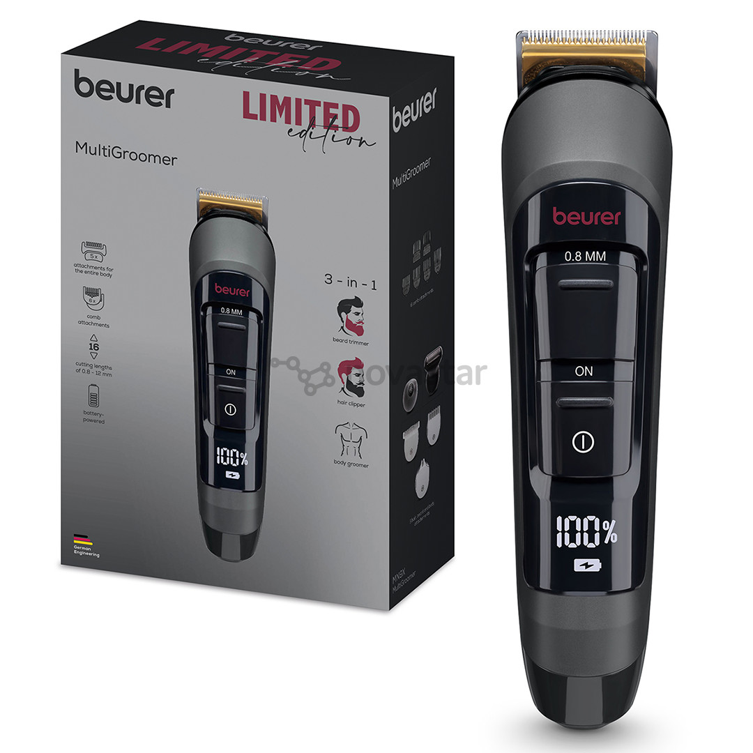 Beurer MN9X Limited Edition, juodas/pilkas - Kūno ir barzdos skustuvas