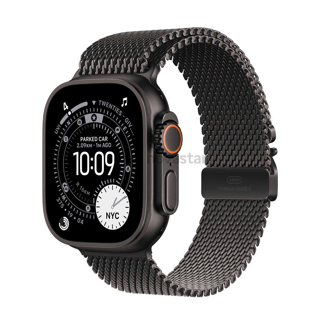 Apple Titanium Milanese Loop, 49 mm, L, juodas - Dirželis