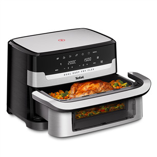 Tefal Dual Easy Fry Flex, 2700 W, 9 L, nerūdijančio plieno/juoda - Karšto oro gruzdintuvė