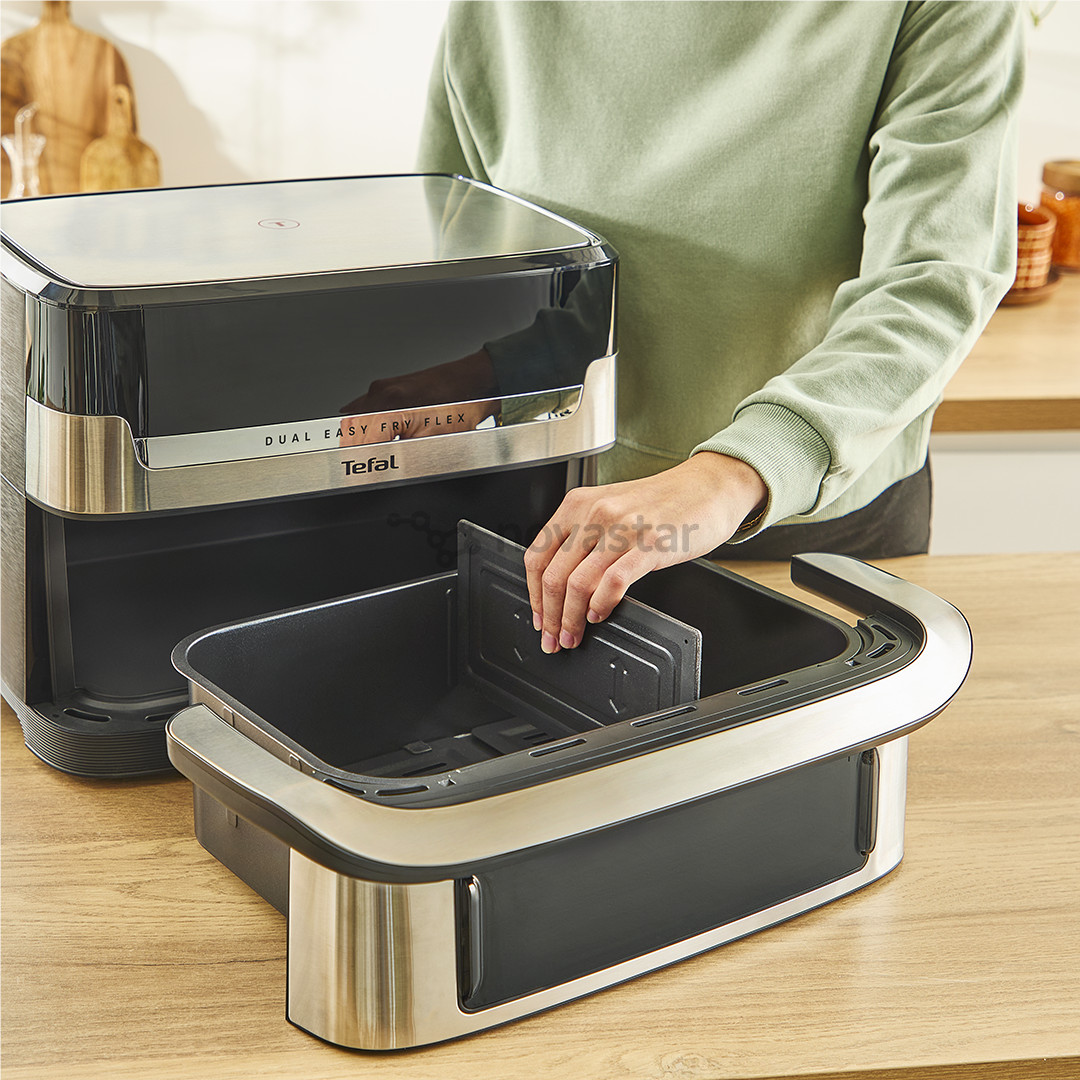 Tefal Dual Easy Fry Flex, 2700 W, 9 L, nerūdijančio plieno/juoda - Karšto oro gruzdintuvė