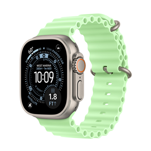 Apple Ocean Band Extension, 49 mm, natural titanium, neon green - Watch band extension