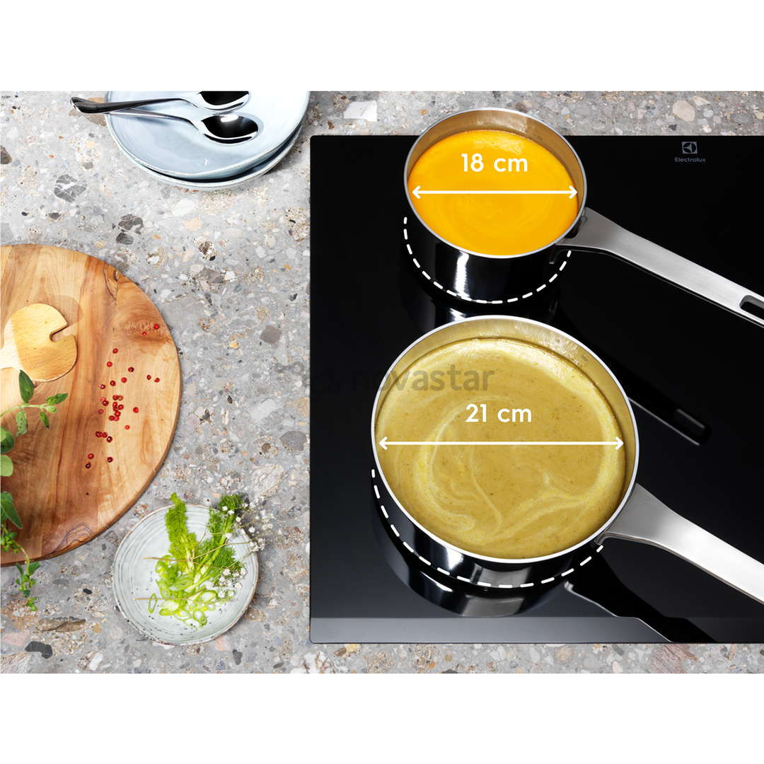 Electrolux, EcoTimer, plotis 59 cm, berėmė, balta - Įmontuojama indukcinė kaitlentė
