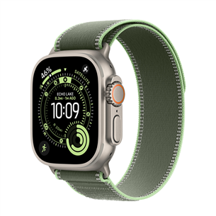 Apple Trail loop, 49 mm, M/L, natural titanium, green/neon - Watch band