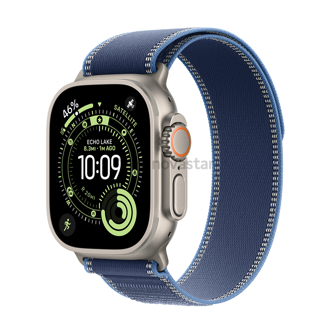 Apple Trail loop, 49 mm, S/M, natural titanium, blue/bright blue - Watch band