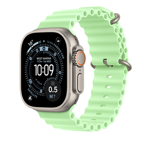 Apple Ocean Band, 49 mm, natural titanium, neon green - Watch band