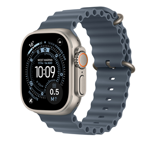 Apple Ocean Band, 49 mm, natural titanium, anchor blue - Watch band