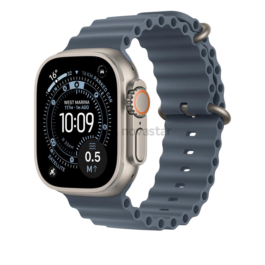 Apple Ocean Band, 49 mm, natural titanium, anchor blue - Watch band