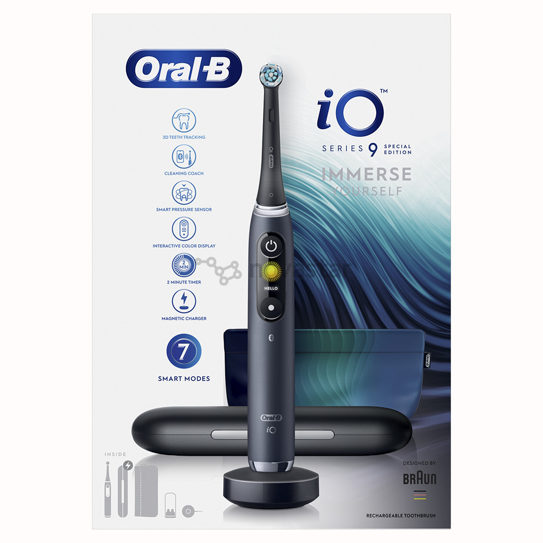 Braun Oral-B iO9 Black Special Edition, juodas - Elektrinis dantų šepetėlis