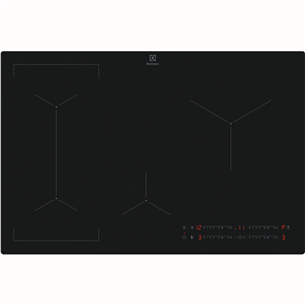 Electrolux 600 SaphirMatt SE® Bridge Hob2Hood, plotis 80 cm, juoda - Įmontuojama indukcinė kaitlentė EIV83443CT