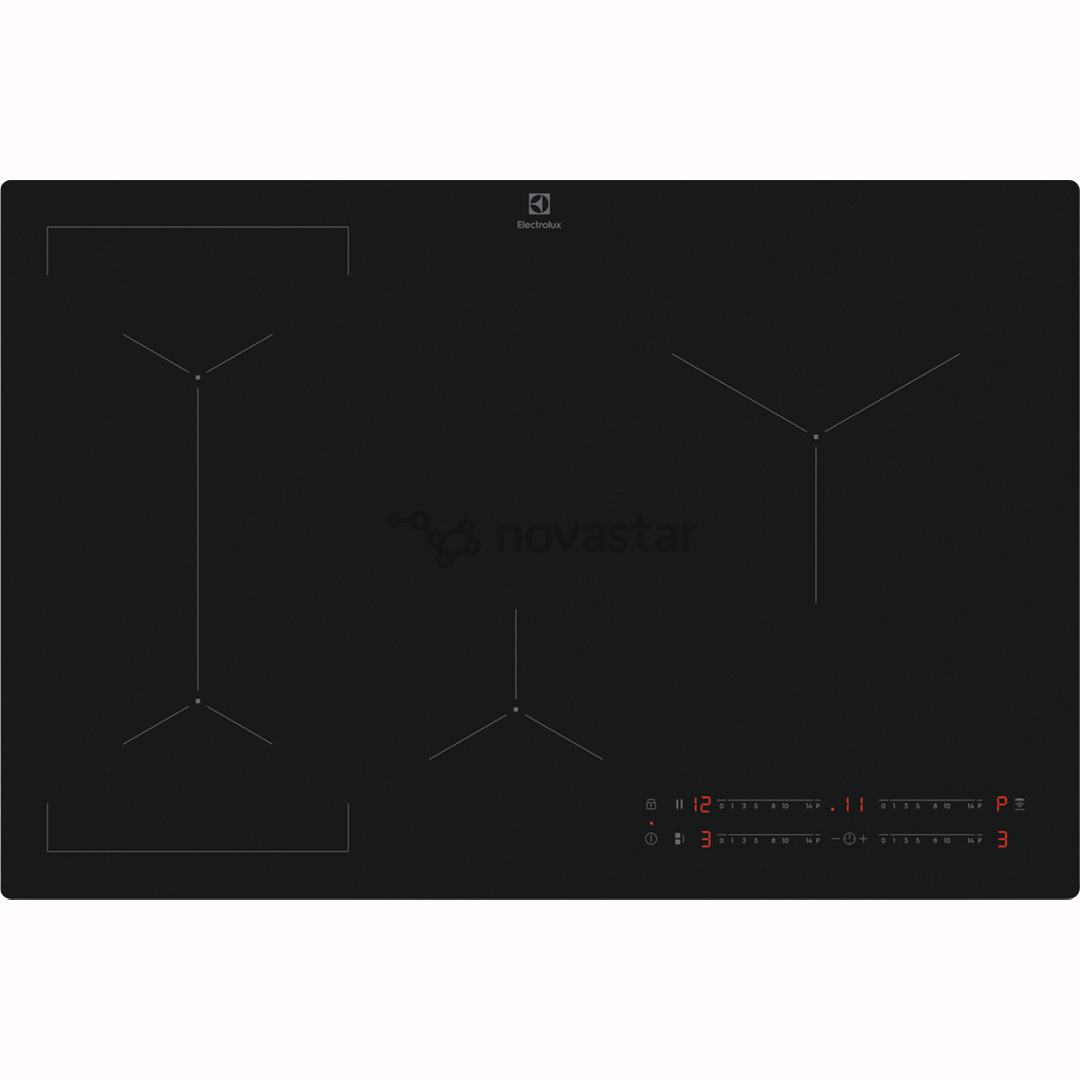 Electrolux 600 SaphirMatt SE® Bridge Hob2Hood, plotis 80 cm, juoda - Įmontuojama indukcinė kaitlentė